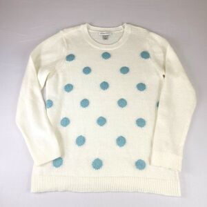 Christopher & Banks Polka Dot Cream and Sea Foam Green Sweater Women' Size Small
